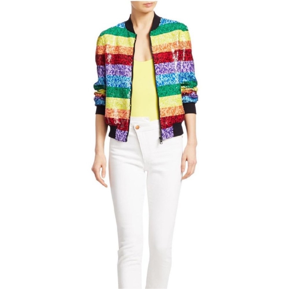 NWOT- ALICE AND OLIVIA RAINBOW SEQUIN BOMBER